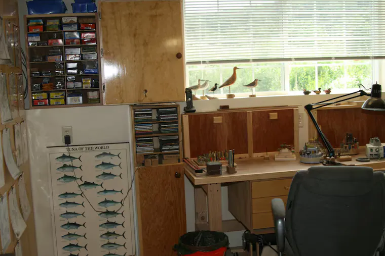 Carving tools and works in progress